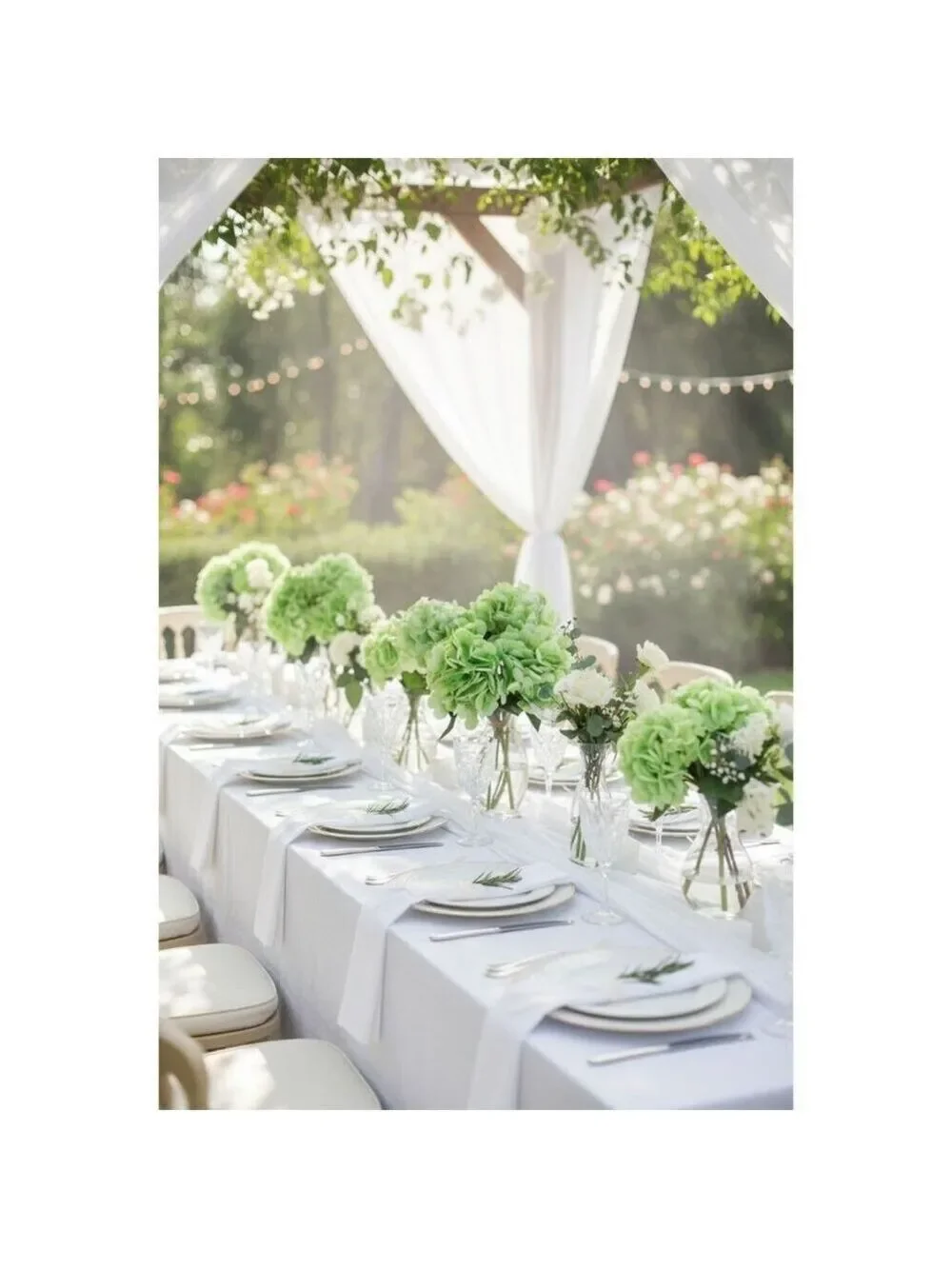 Light Green Hydrangea Stem Artificial Silk Flower Spring Wedding Decor